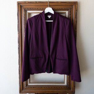 Merona Blazer Sz M Purple Open Front Pockets Stretchy Contemporary Chic
